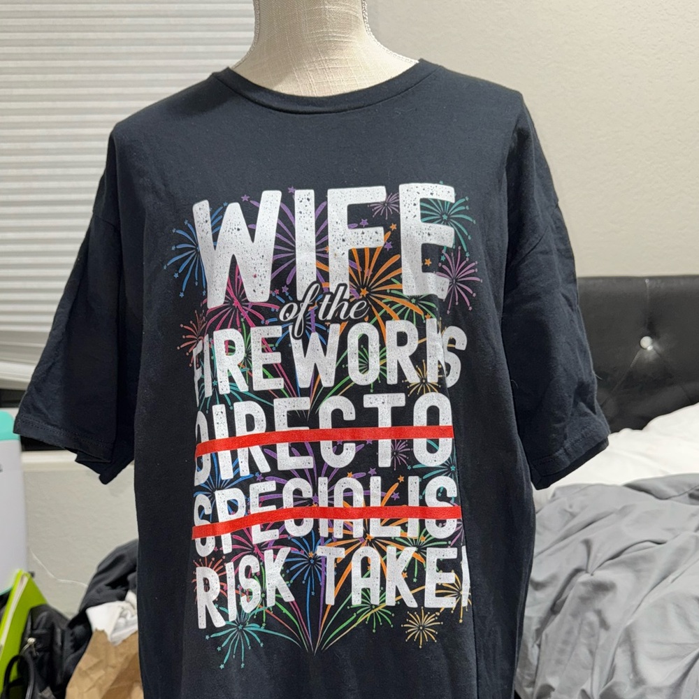 Black Graphic T-Shirt with Colorful Print